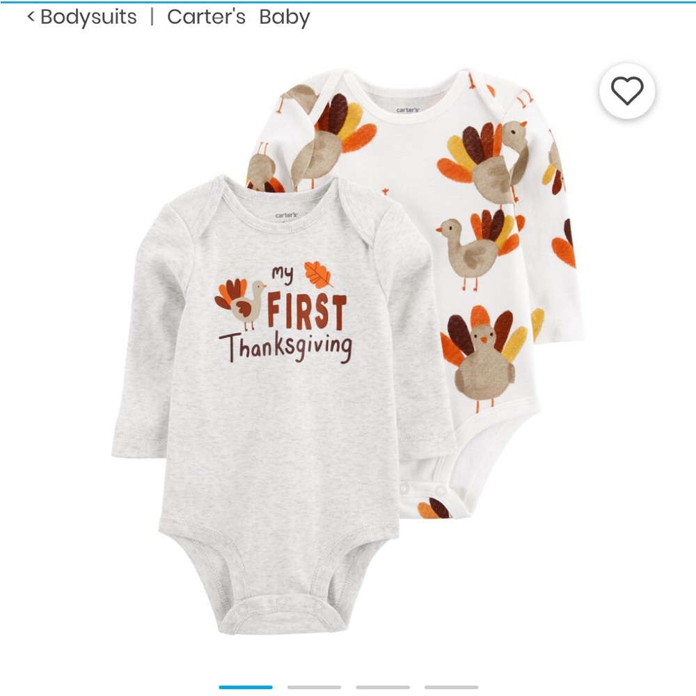 Carter’s first Thanksgiving onesies 3M